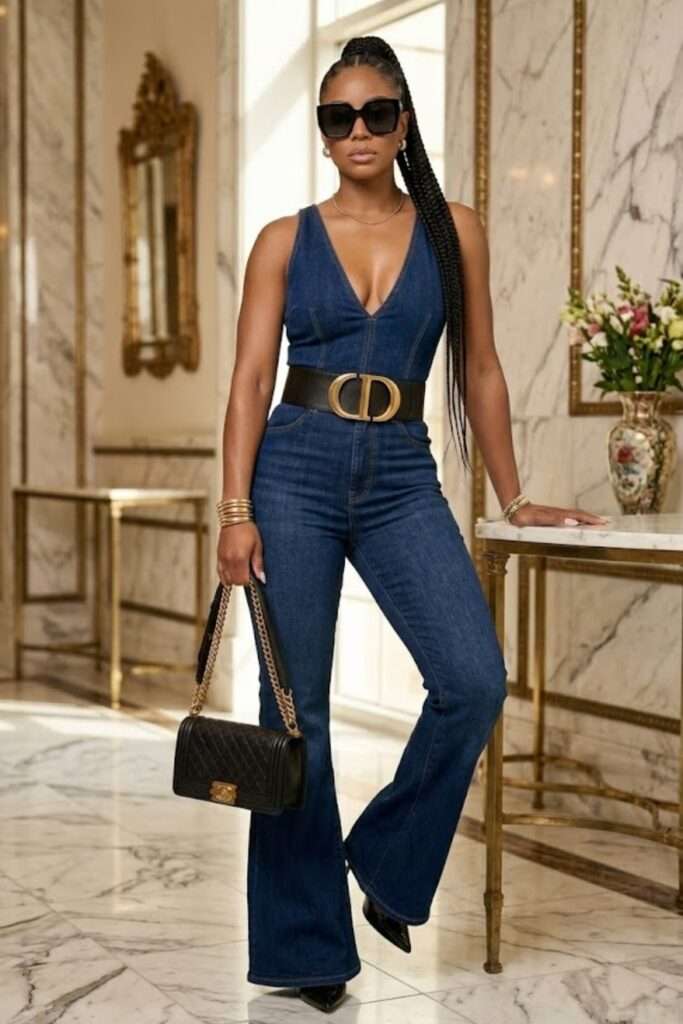 Defined Waist Double-Denim with Tailored Flare
