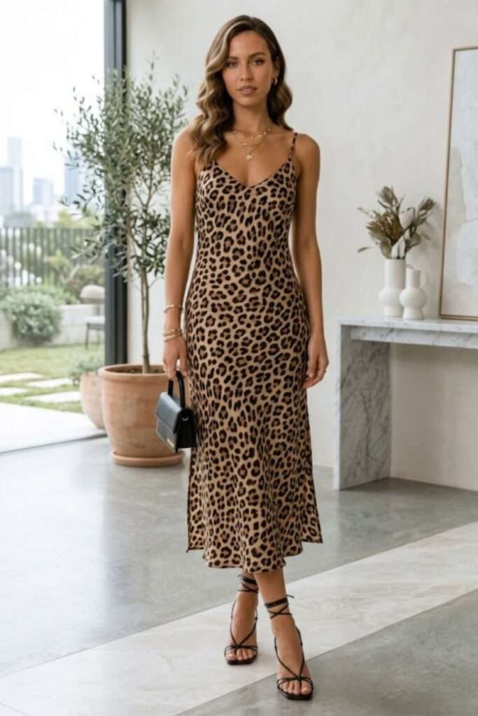 Leopard Slip Dress: Poised Edge, Quiet Glamour