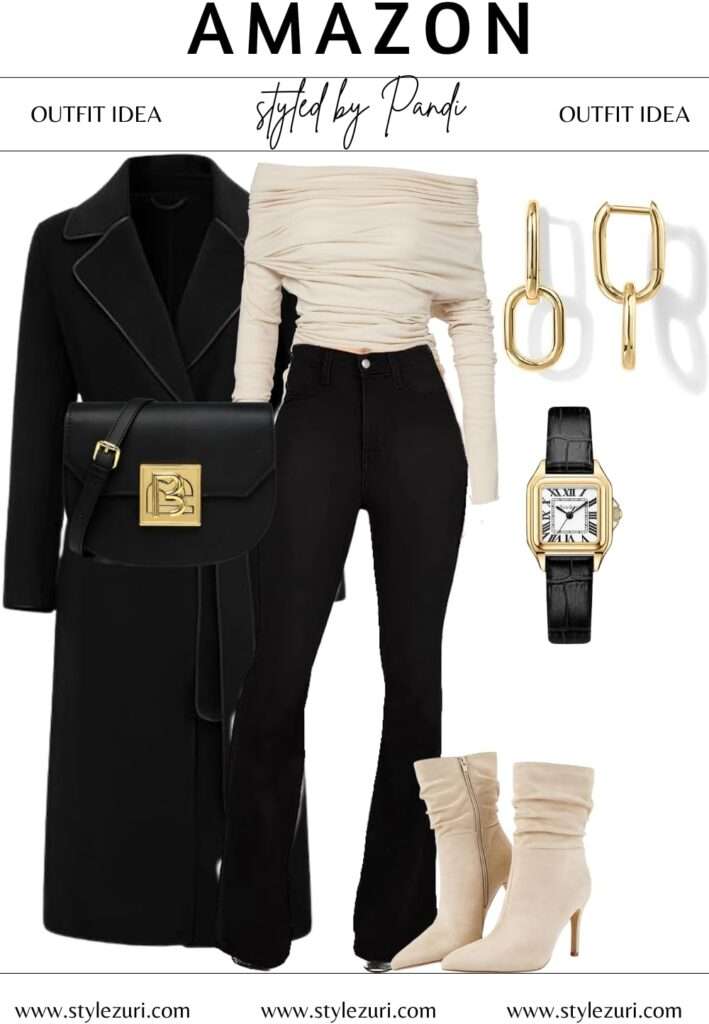 Sleek Noir with Soft Beige Accents for Evening Ease