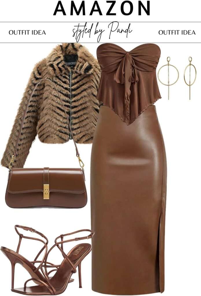Chocolate Leather and Faux Fur: Sleek Evening Styling Essentials