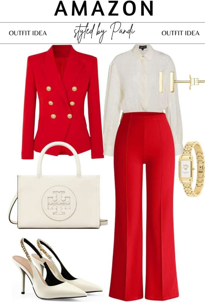 Power Red Suiting Elevated with Soft Neutrals and Shine