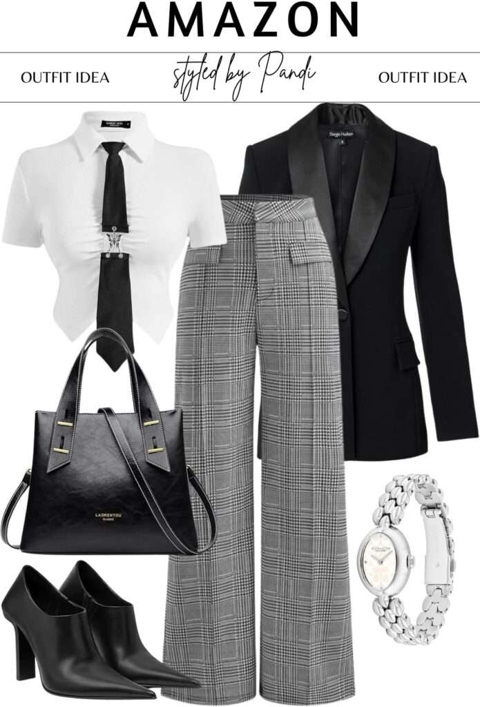 Tailored Plaid and Cropped Tee: Polished Edge