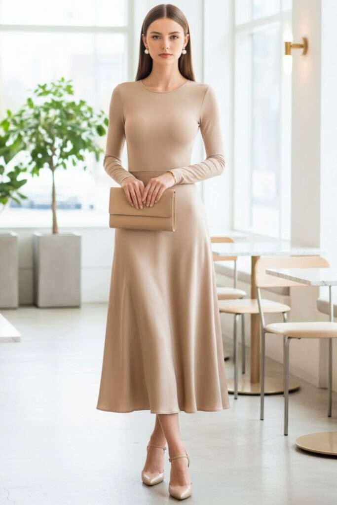 Understated Tonal Elegance for a Cozy Coffee Date