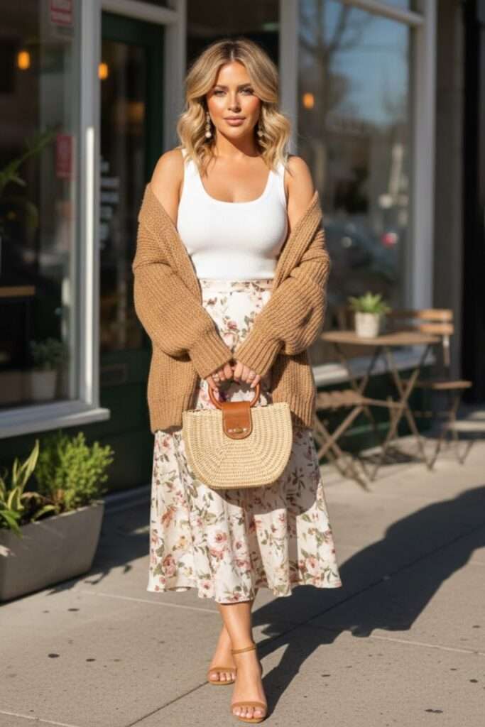 Soft Neutral Florals and Cozy Layers for Coffee Dates