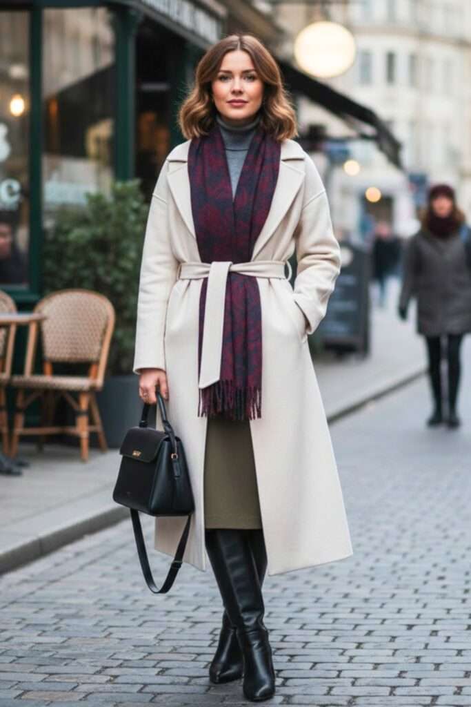 Luxe Neutral Layers with a Burgundy Accent