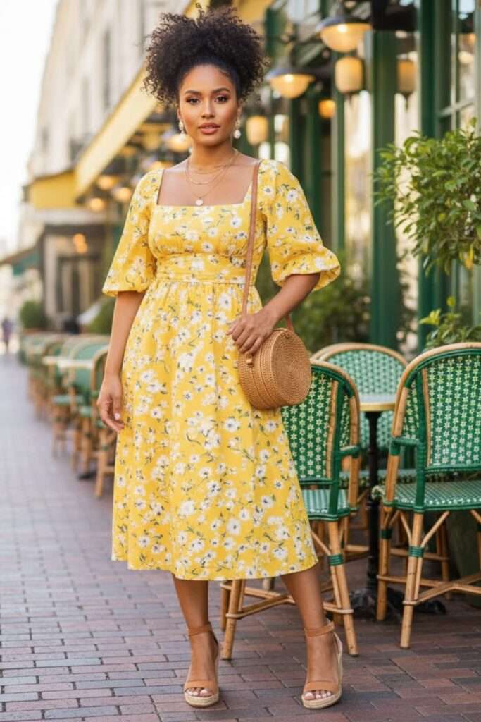 Sunny Floral Midi for Feminine Coffee Dates