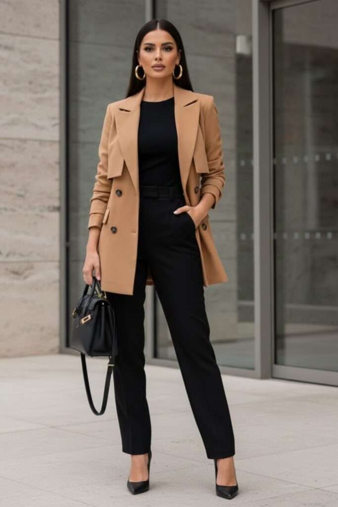 Camel Blazer Elevates the Classic Black Suit