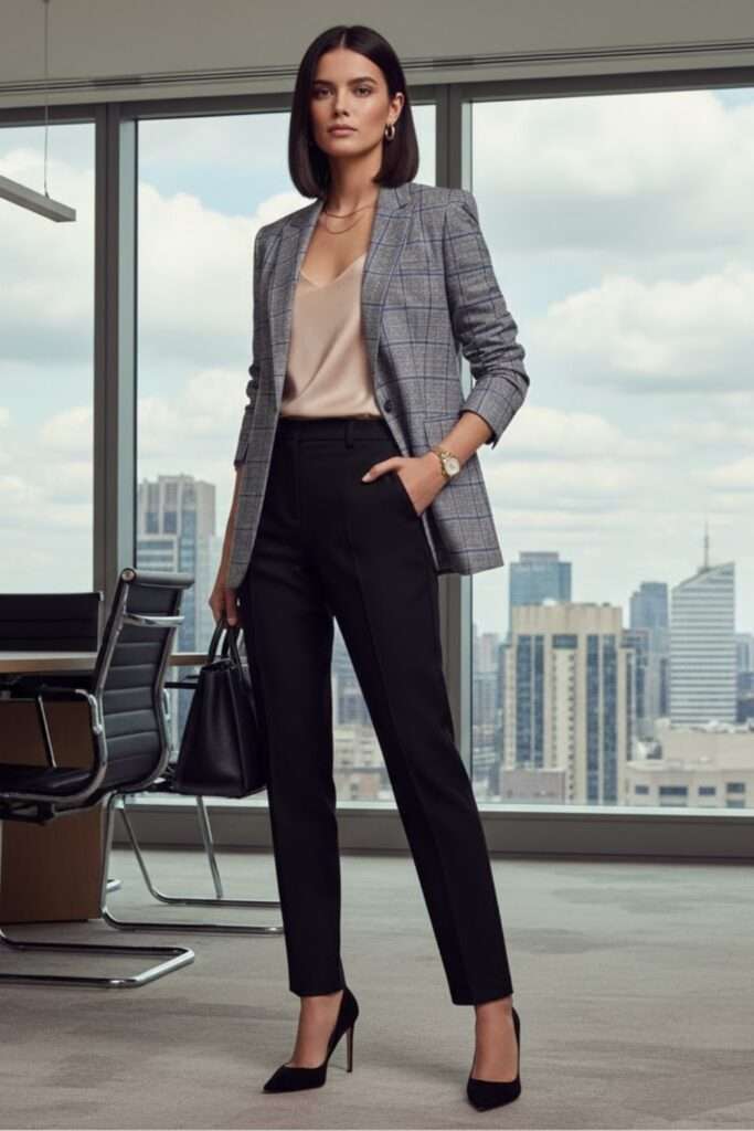 Checked Blazer Elevates Executive Tailoring With Subtle Spark