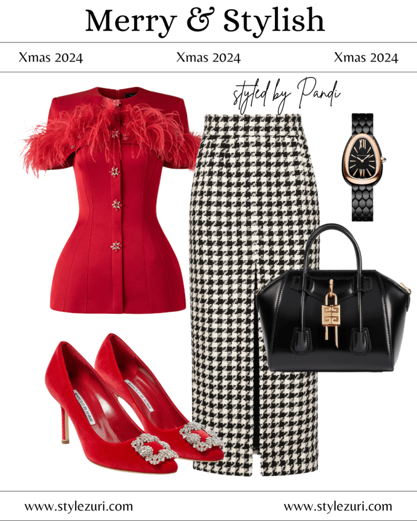 Tailored Cheer: Blazer and Skirt Holiday Ensemble