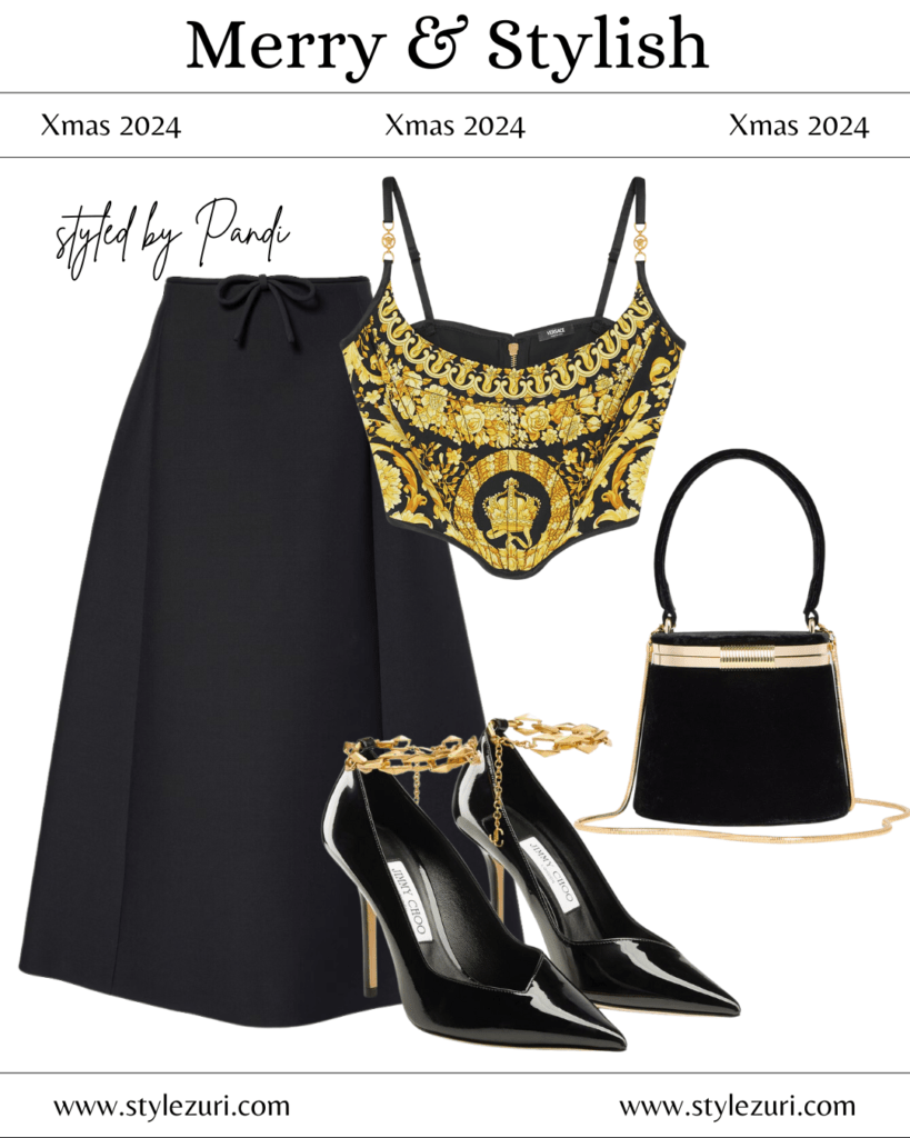 Jewel-Toned Midi with Sculptural Bag and Comfort Heels