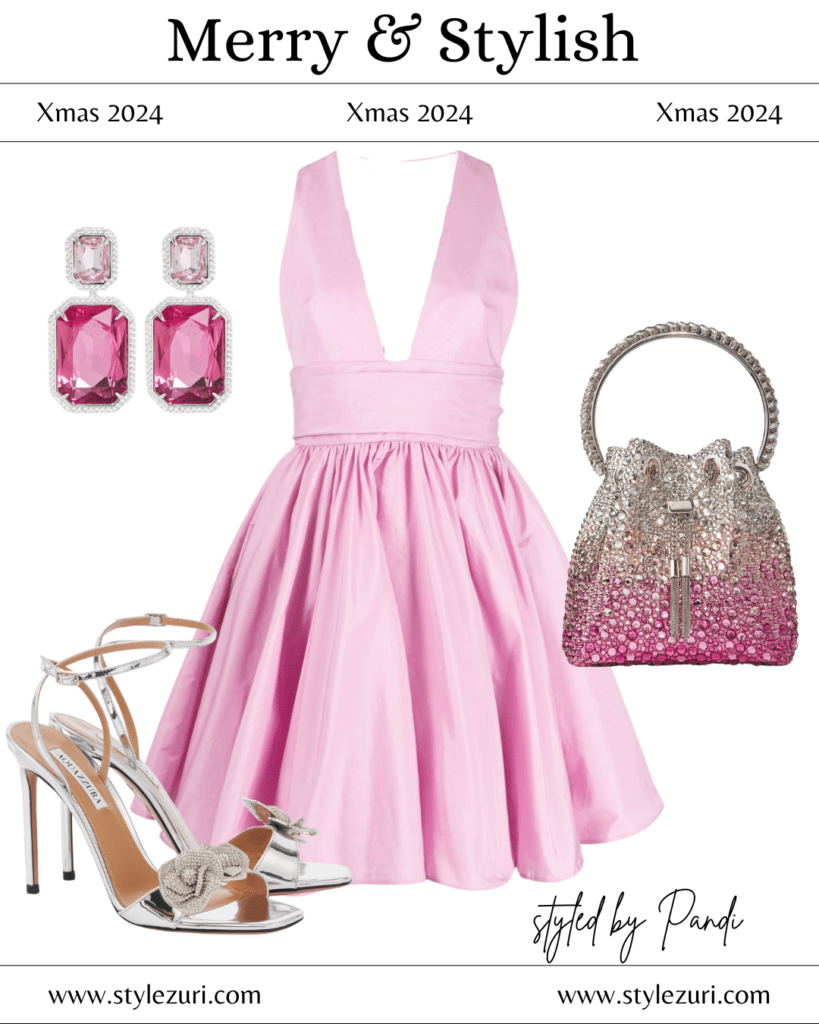 Glamour in Focus: Earrings Elevate a Satin Dress