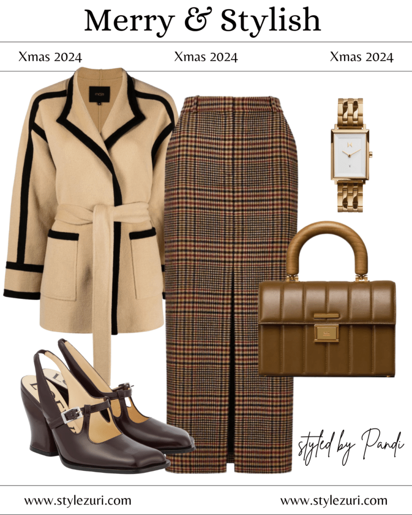 Polished Wool Coat and Midi Skirt Holiday Look