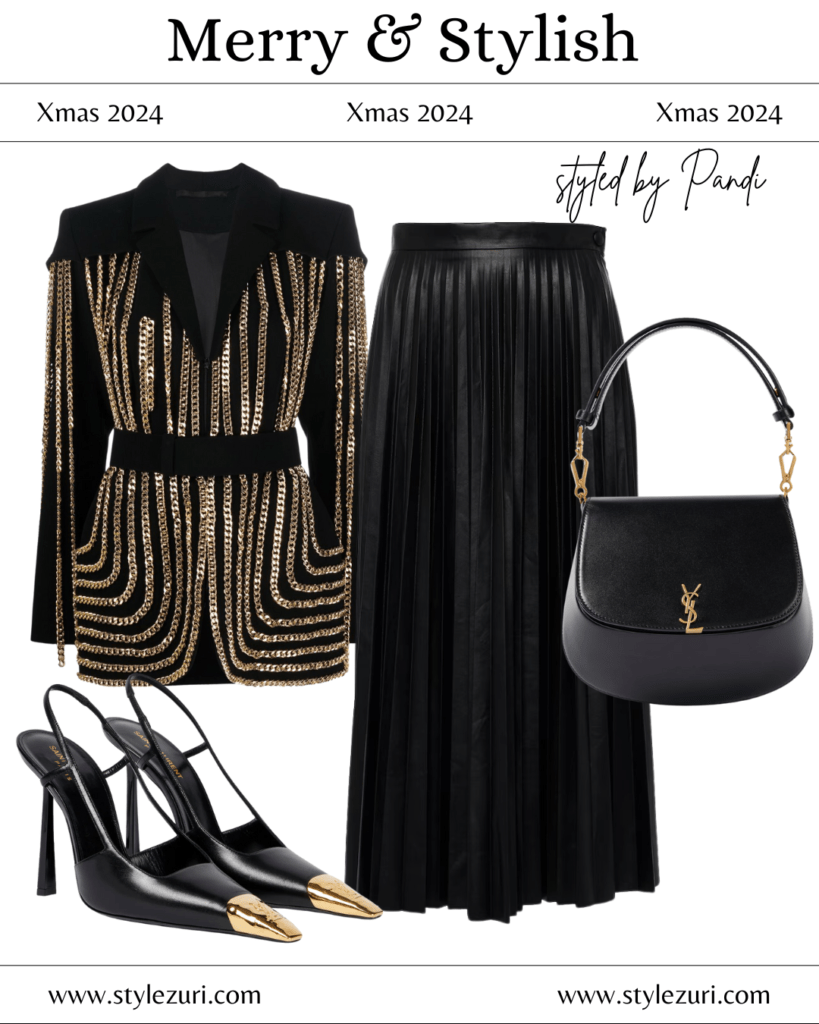 Polished Blazer and Midi Skirt for Festive Ease