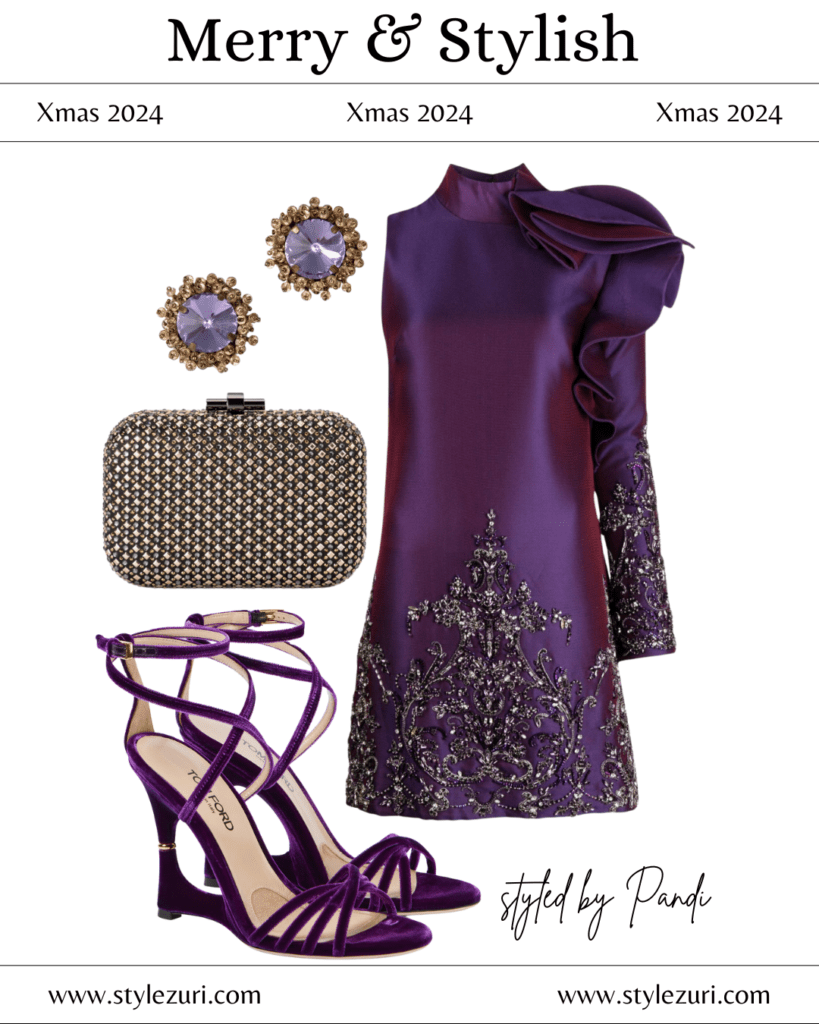 Satin Sleek: Polished Holiday Dress with Metallic Accents