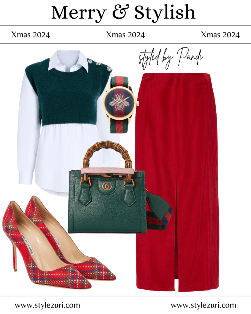 Velvet Wrap Top with Pleated Midi and Sleek Accents