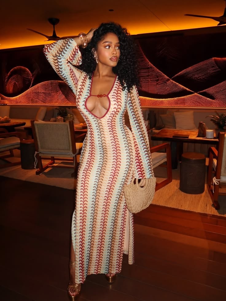 Crochet Maxi Dress With Sandals