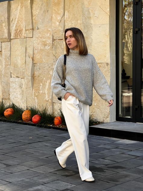 Oversized Knit With Tailored Wool Trousers