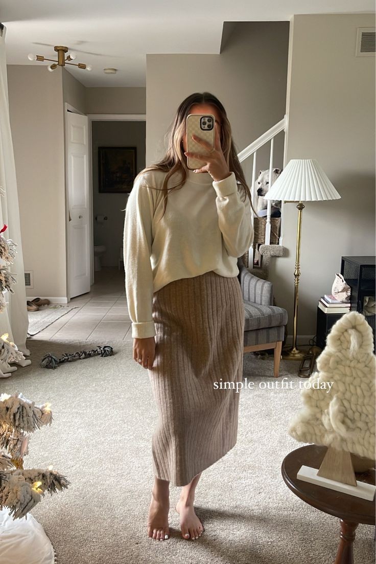 Cashmere Knit With Midi Skirt