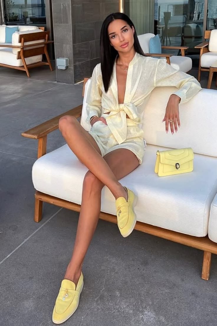 Lemon Linen Shirt With Tailored Shorts