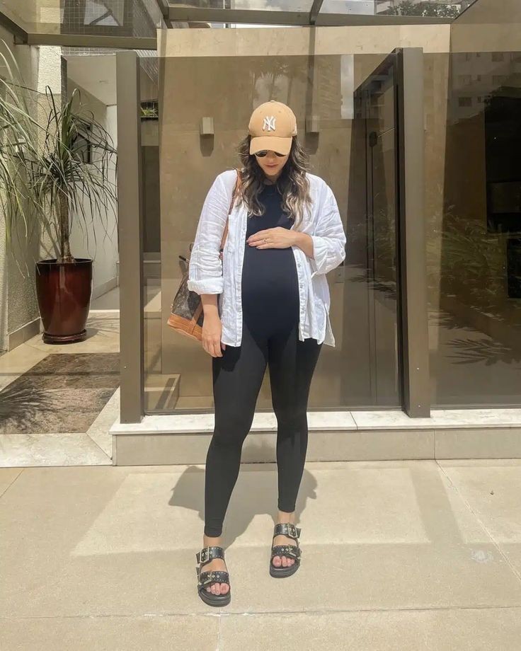 Oversized Shirt with Maternity Leggings