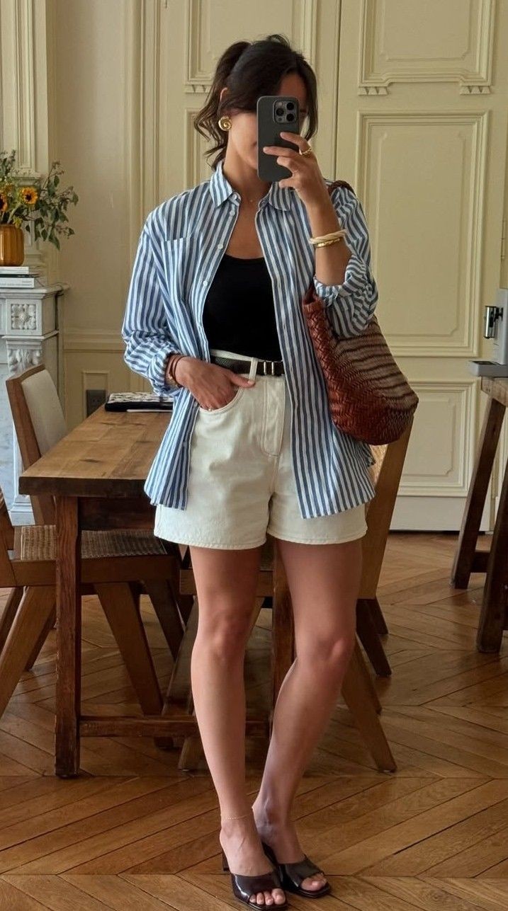 Striped Linen Shirt And Tailored Shorts