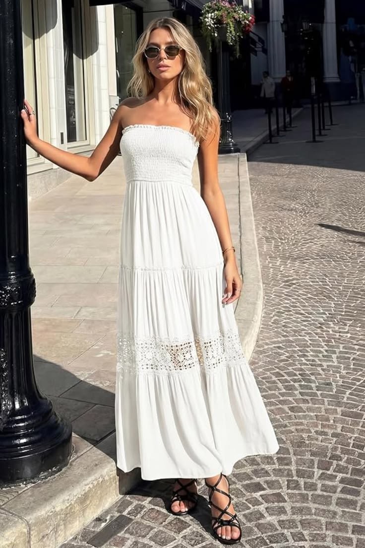 Flowy Crochet Maxi Dress & Flat Sandals