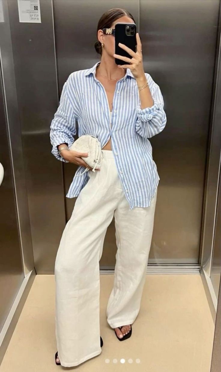 Striped Poplin Shirt & Linen Pants