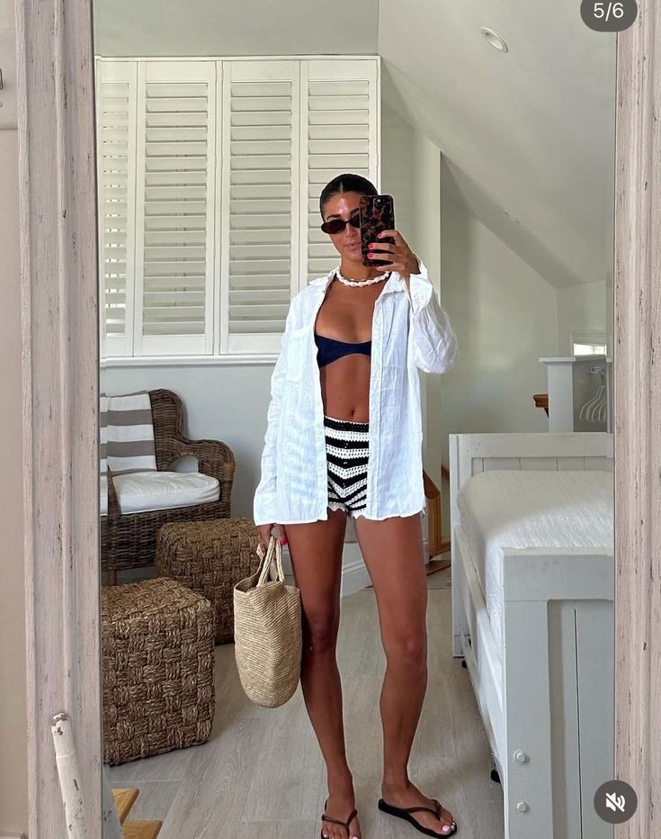 Bikini Top Styled as a Beach-to-Café Cover-Up