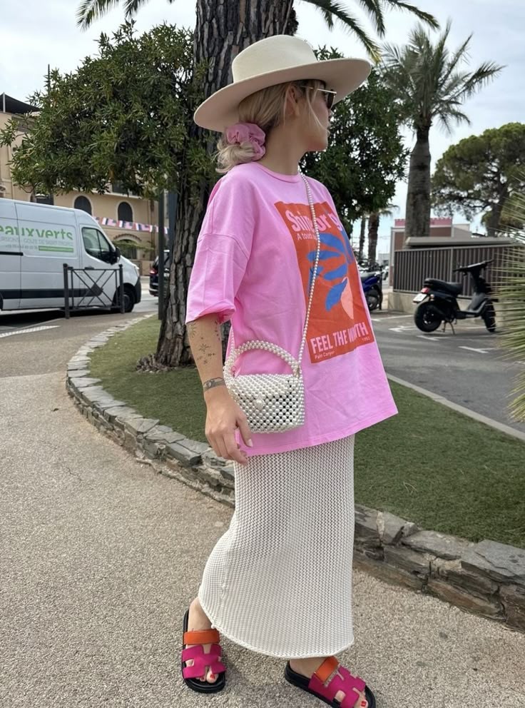 Oversized Tee Meets a Crochet Midi