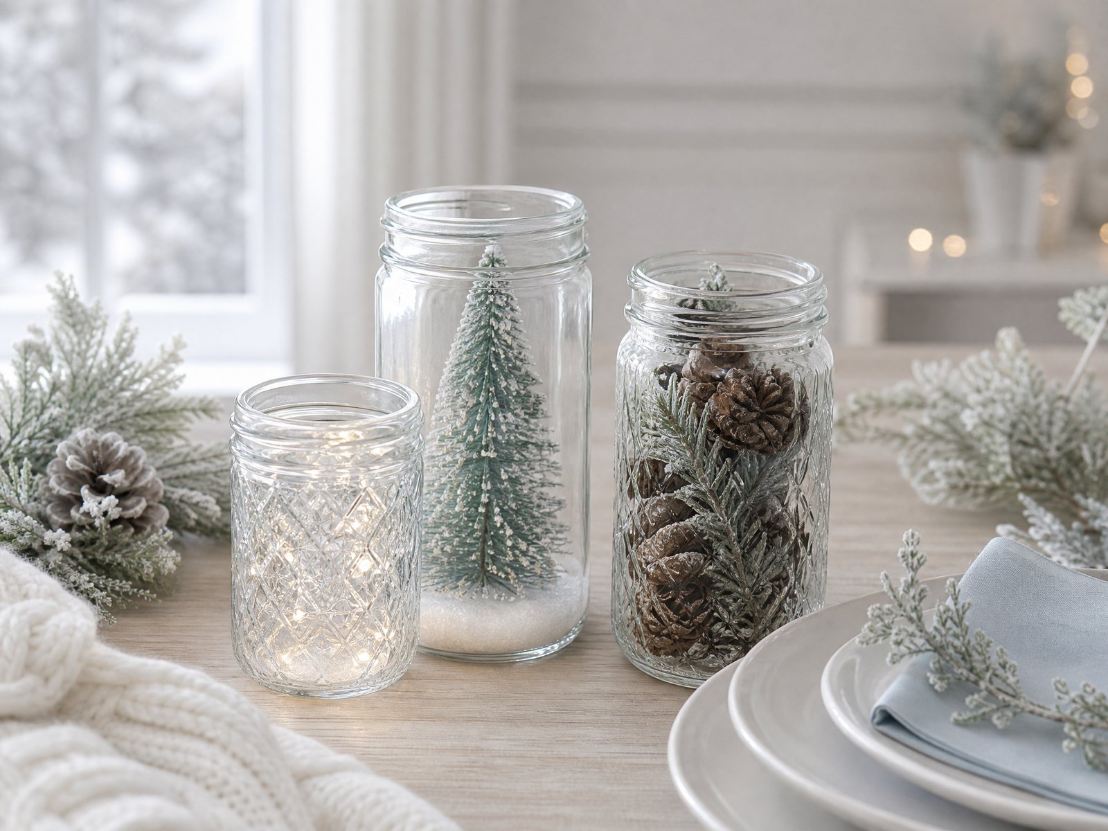 Build a wintry tabletop grouping