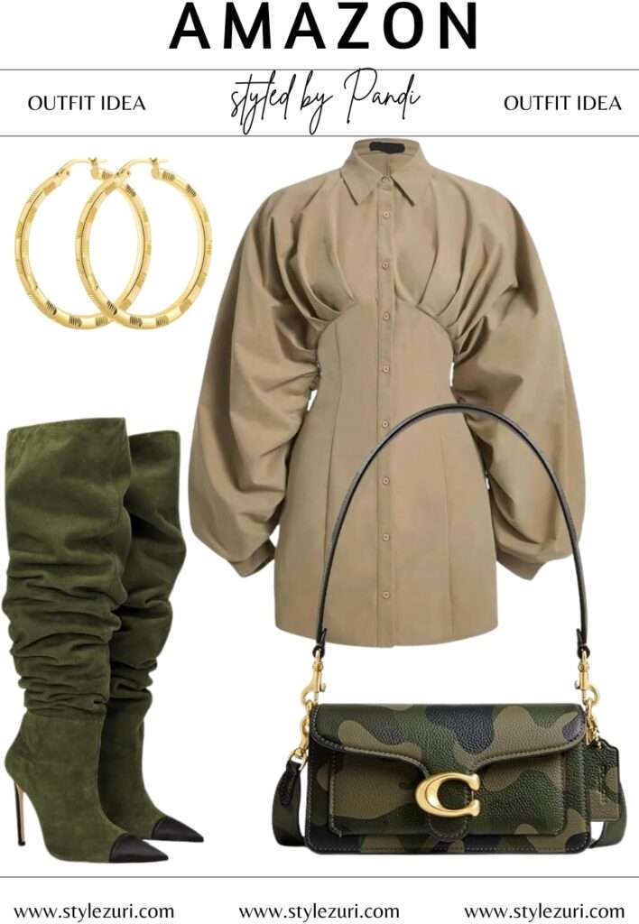 Earthy Transitions: Styling a Khaki Shirt Dress with Ease