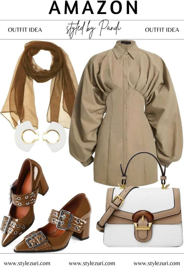 Vintage Flair for Styling a Khaki Shirt Dress