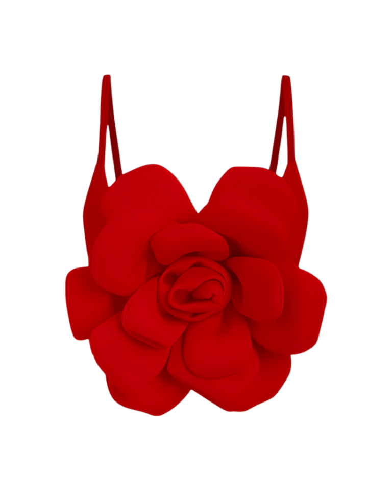 33 Chic Outfits Featuring a Red Spaghetti Top with Floral 3D Detail