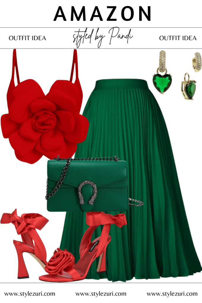 Romantic Red: A Floral Spaghetti Top Ensemble