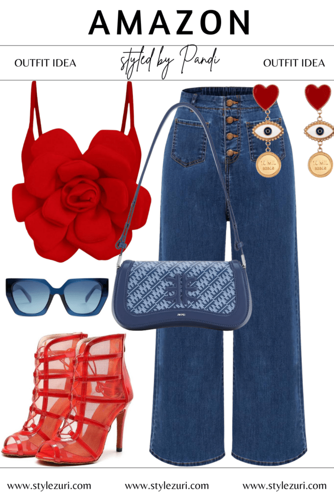 Denim and Roses: A Confident Take on Red