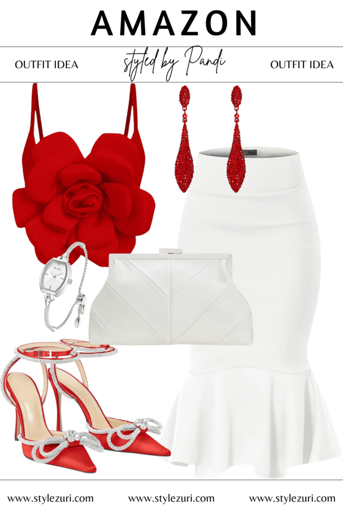 Red Floral Spaghetti Top for Nighttime Gallery Chic