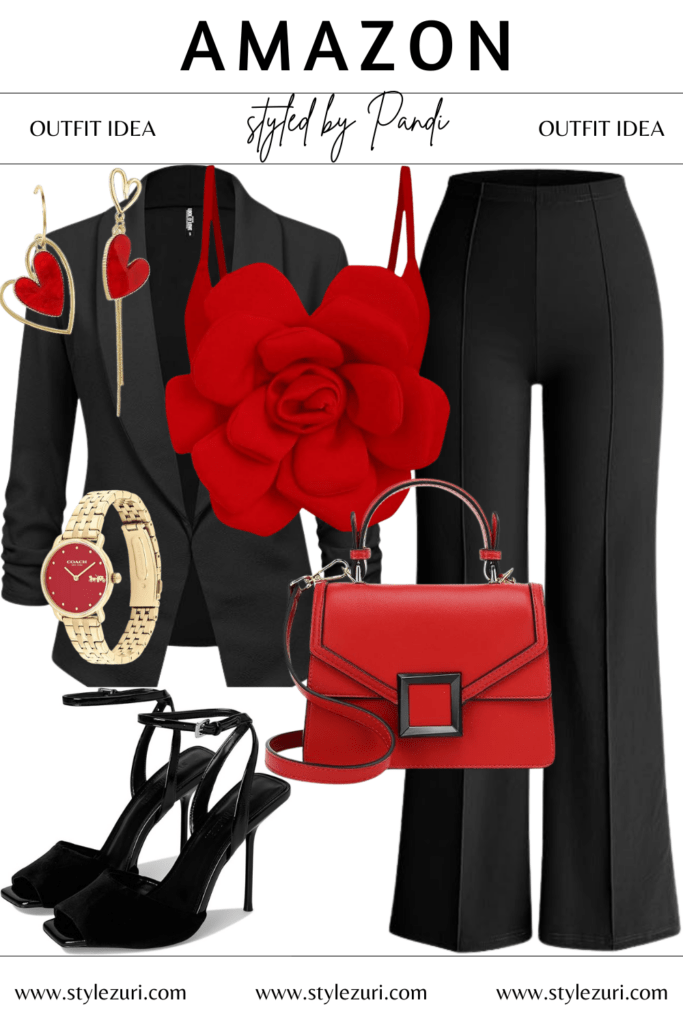 Vintage Glam: Red Spaghetti Top with Polka Midi