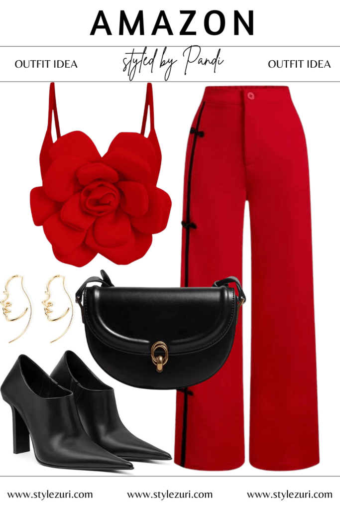 Channel Retro Cool with a Red Floral Spaghetti Top