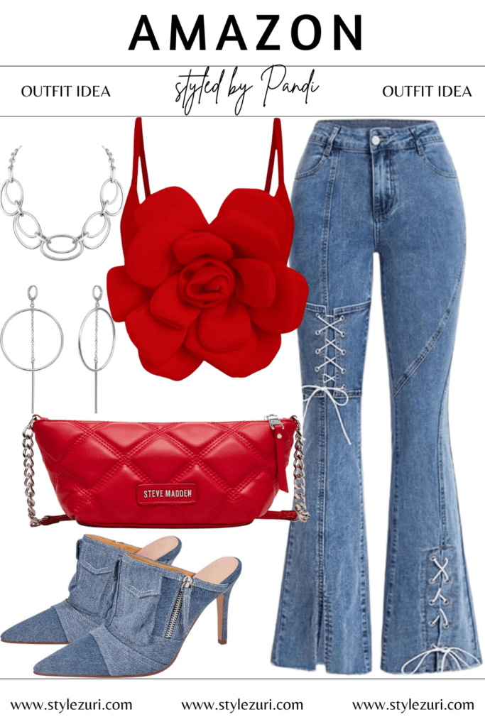 Playful Romance Meets Retro Denim for Night Out