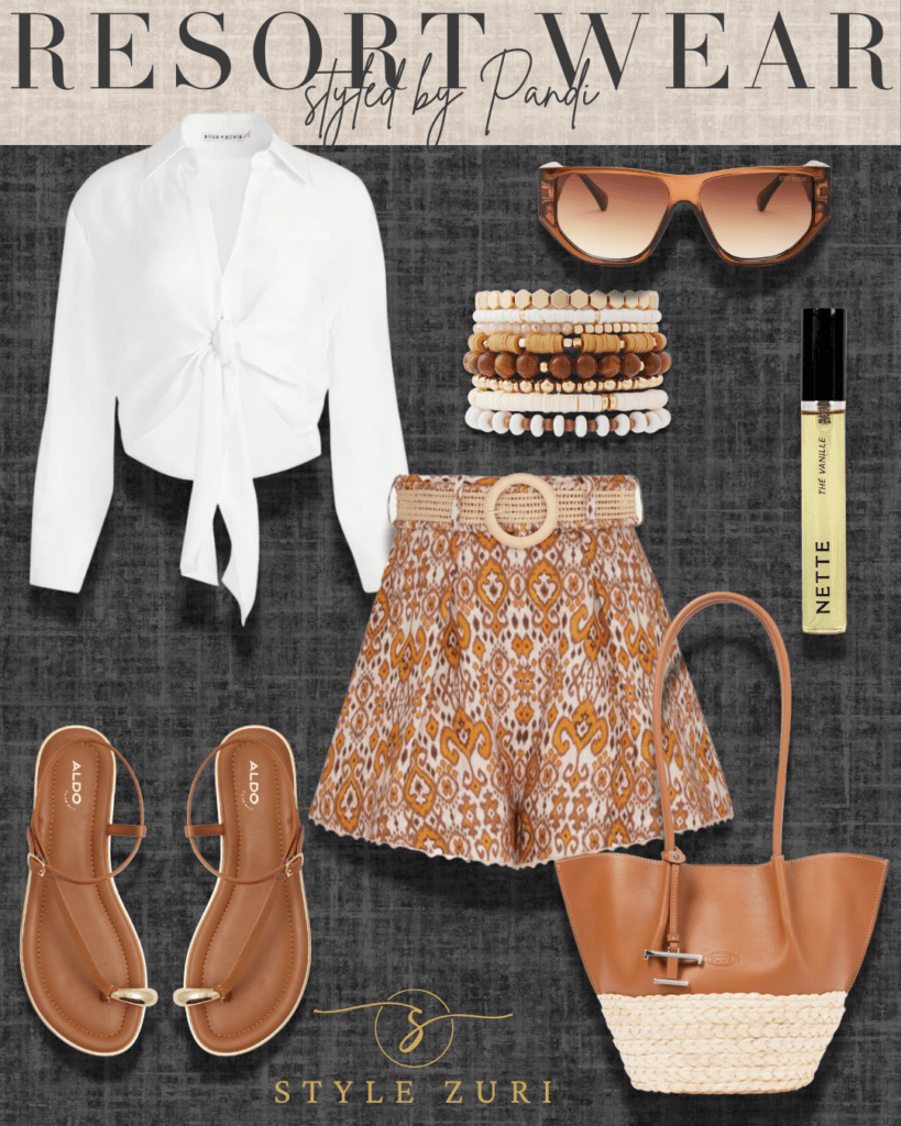 Chocolate-Print Silk Set for Effortless Coastal Cool