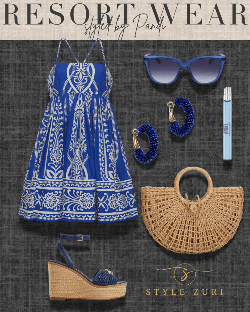 Sunlit Kaftan and Woven Tote for Coastal Days