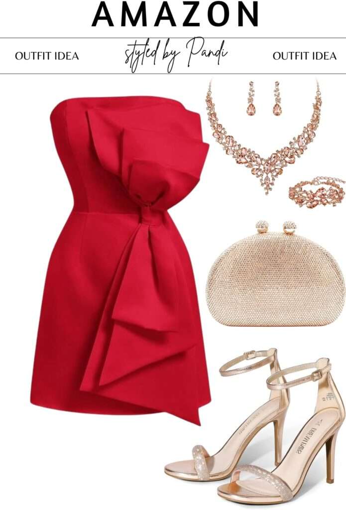Scarlet Slip Dress with Tailored Blazer and Boots
