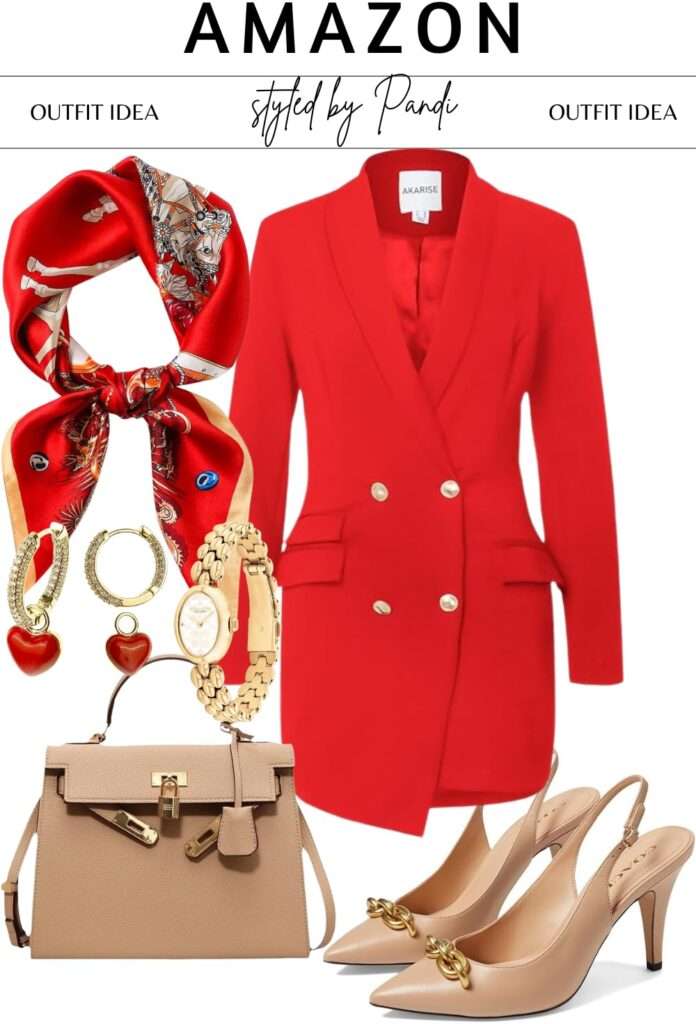 Cranberry Blazer-Dress: Tailored Red with Flirty Edge
