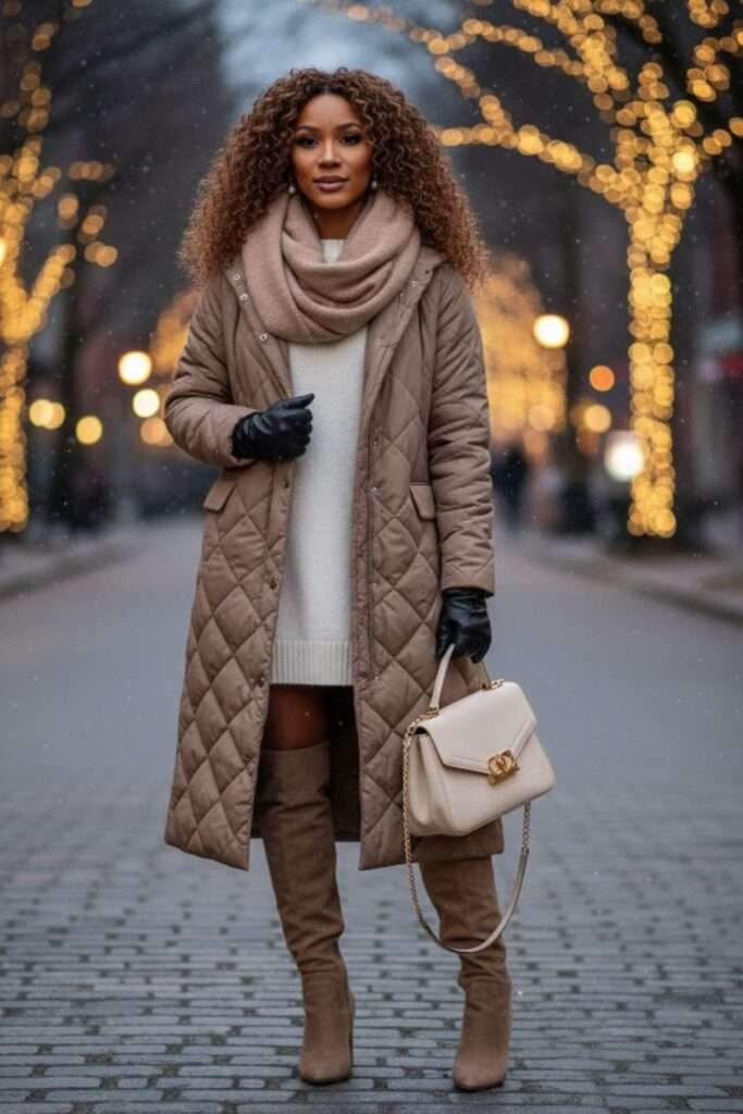 Soft Taupe Quilting for Effortless Winter Chic