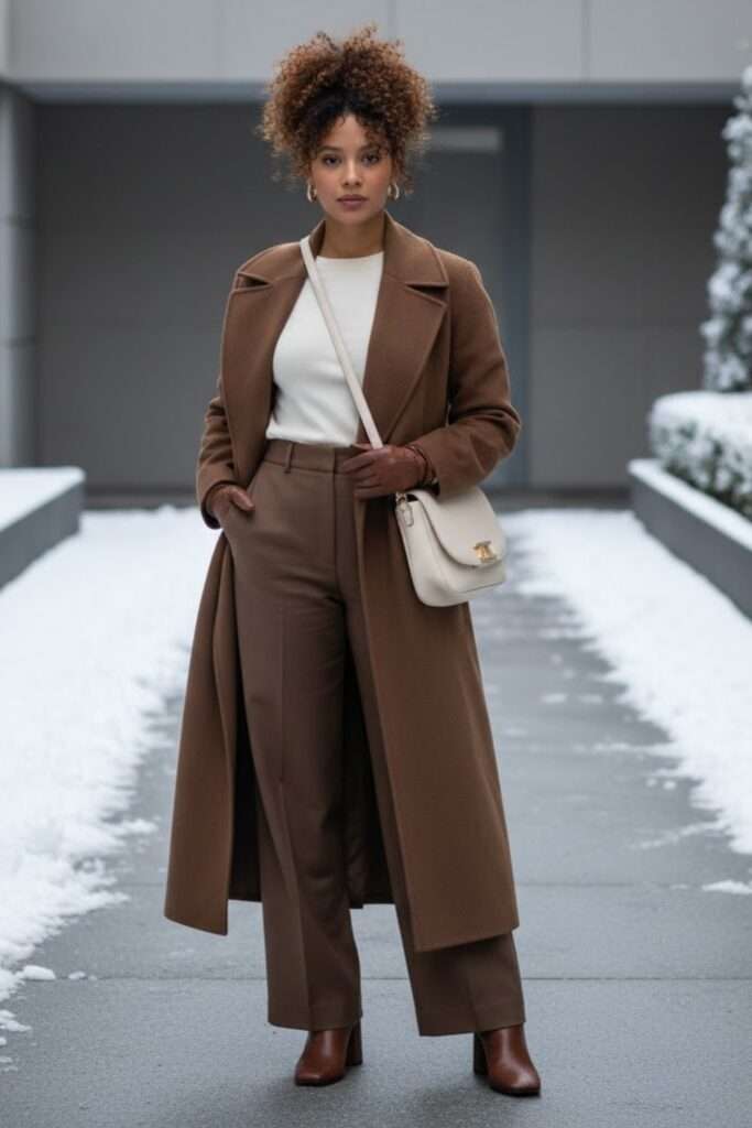 Caramel Monochrome: Tailored Warmth with Cream Accents