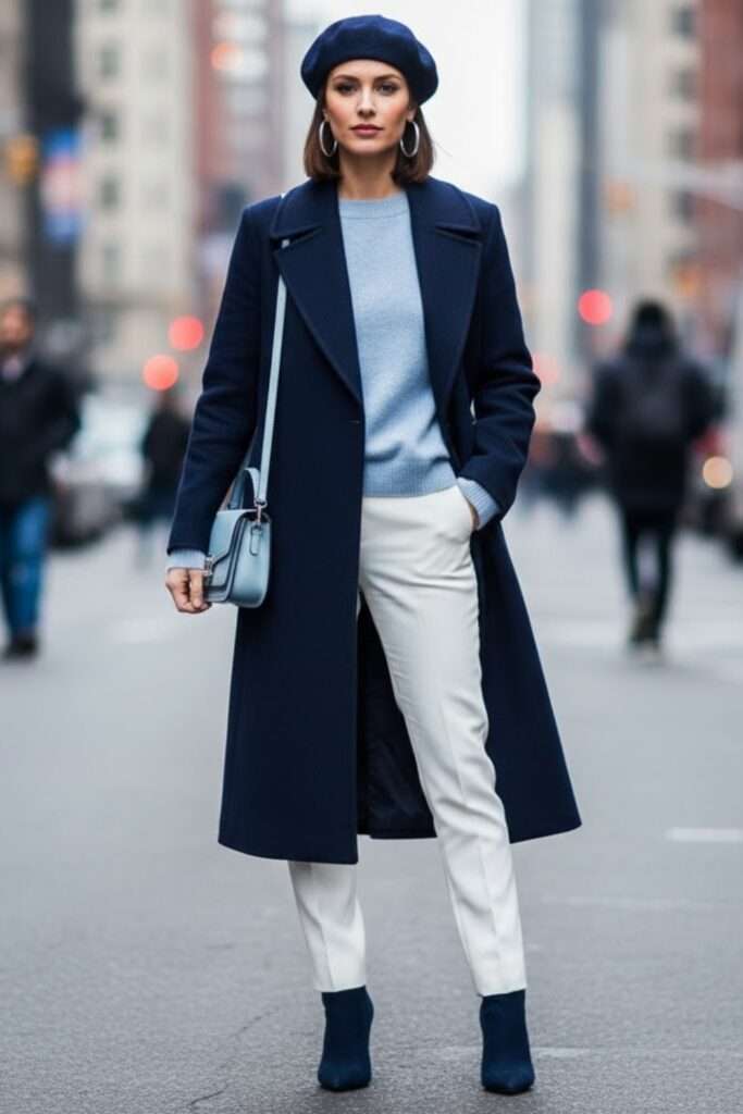 Polished Navy and Soft Blue Winter Ensemble